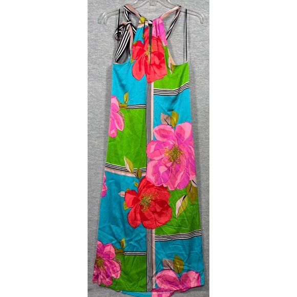 Trina Turk Dress Sz 0 Floral Dress Colorful Midi Rose - Picture 5 of 5